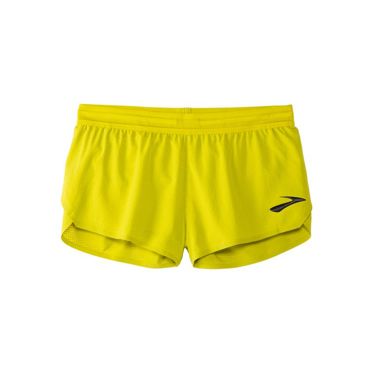 Brooks Women's Elite 2 Split Running Shorts - GreenYellow/Acid Lime/Nightlife (IEPH74163)